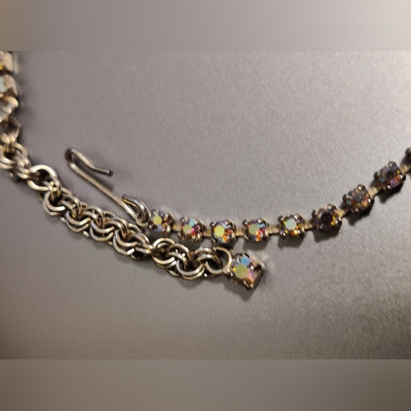 Sherman Style Sparkly Aurora Borealis Champagne Crystals Necklace Vintage 60s - Picture 7 of 13